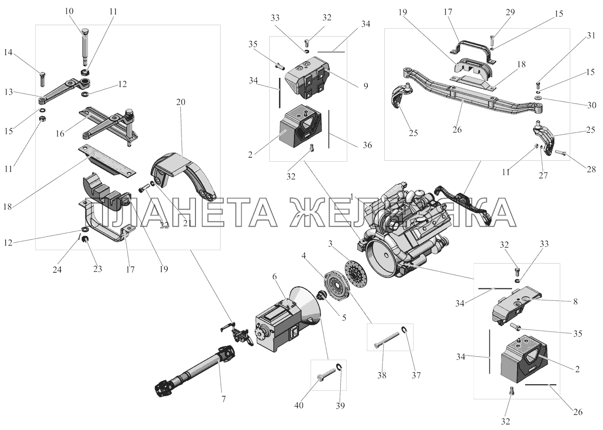 Установка силового агрегата 152-1000003-22 - для МАЗ 152020 МАЗ-152 (2011)